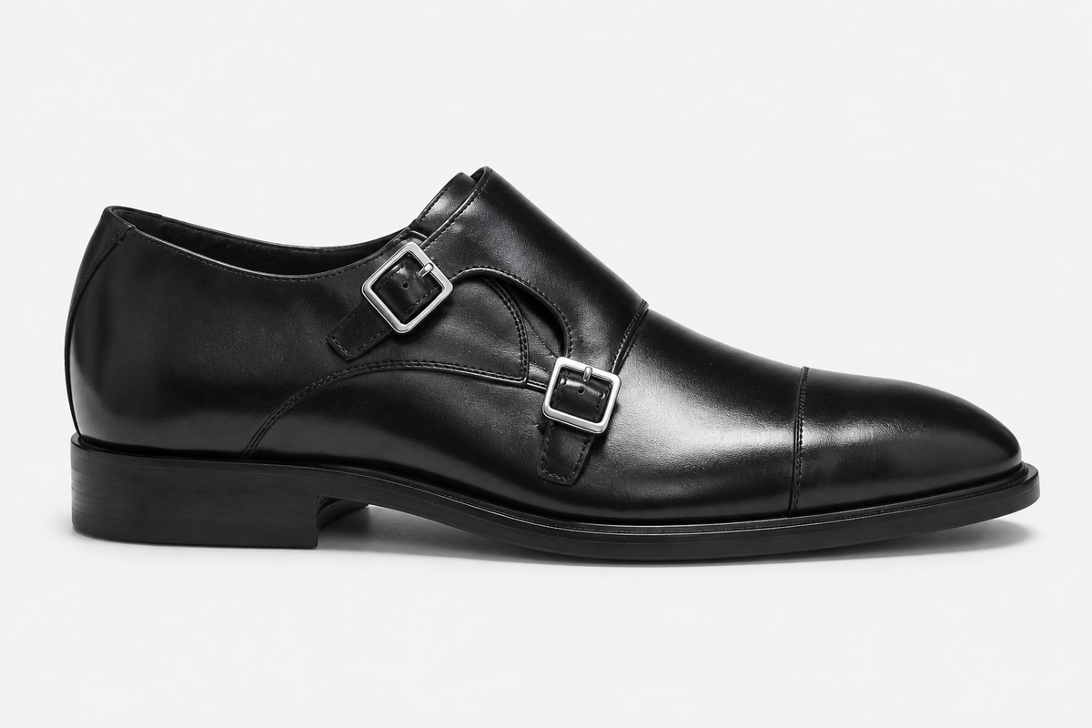 Black Double Monk Strap